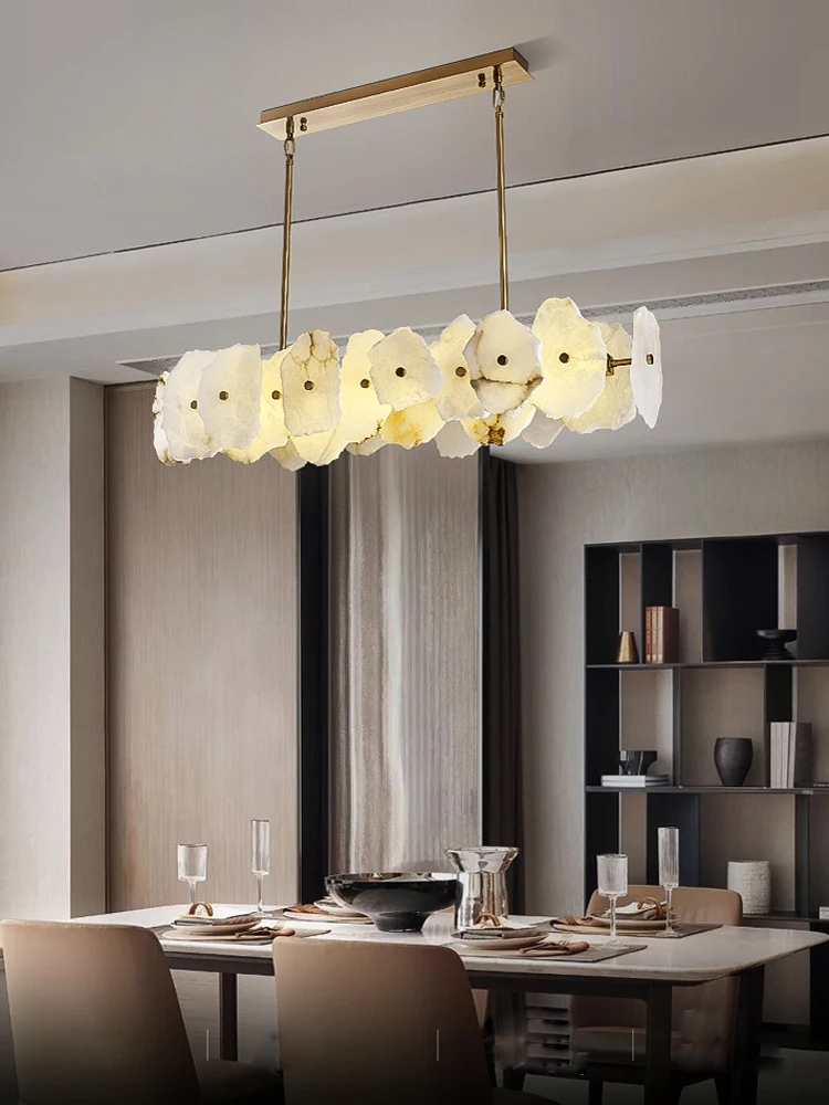 LED Dimmable Marble Collection Chrome Gold Lustre Hanging Lamps Chandelier Lighting Suspension Luminaire Lampen For Dinning Room