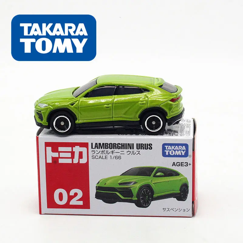 TAKARA TOMY Tomica coche de aleación de simulación caja roja y blanca 02 Lamborghini Bison SUV coche de juguete modelo regalos para niños