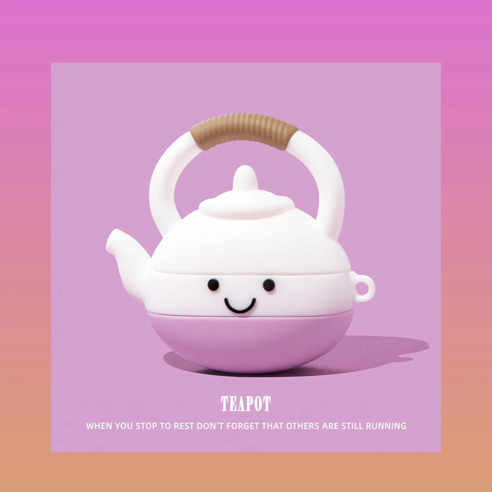 

3D Teapot For Airpods 4 Case For Apple Airpods 1 2 3 Pro 2 Earphone Case Cute Wireless Charging Headset Cover Jelly Cartoon