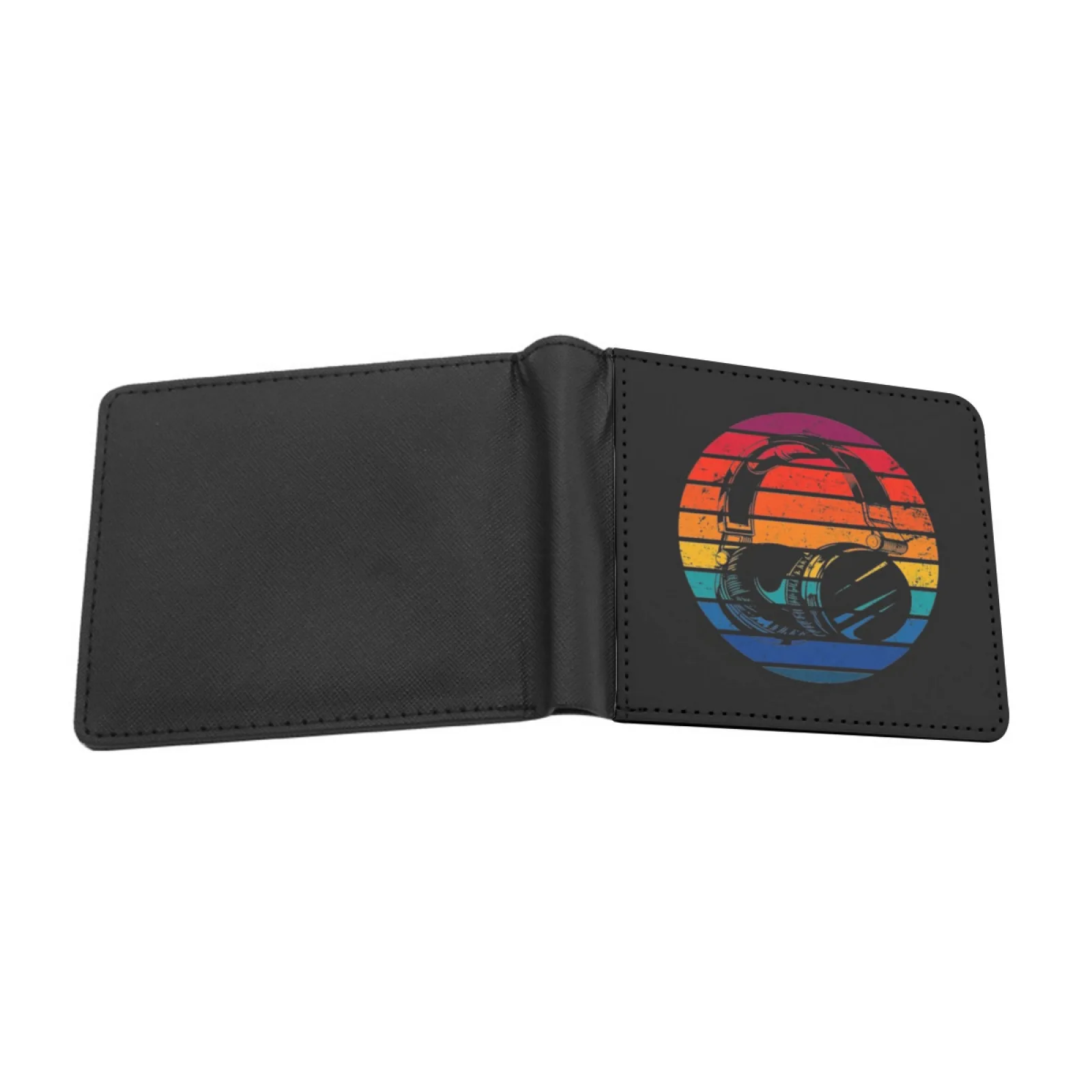 Music Lover Producer Dj Retro Headphones Short Men's Wallets Credit Card Holder Retro Wallet Male Pu Leather Wallet Headphones