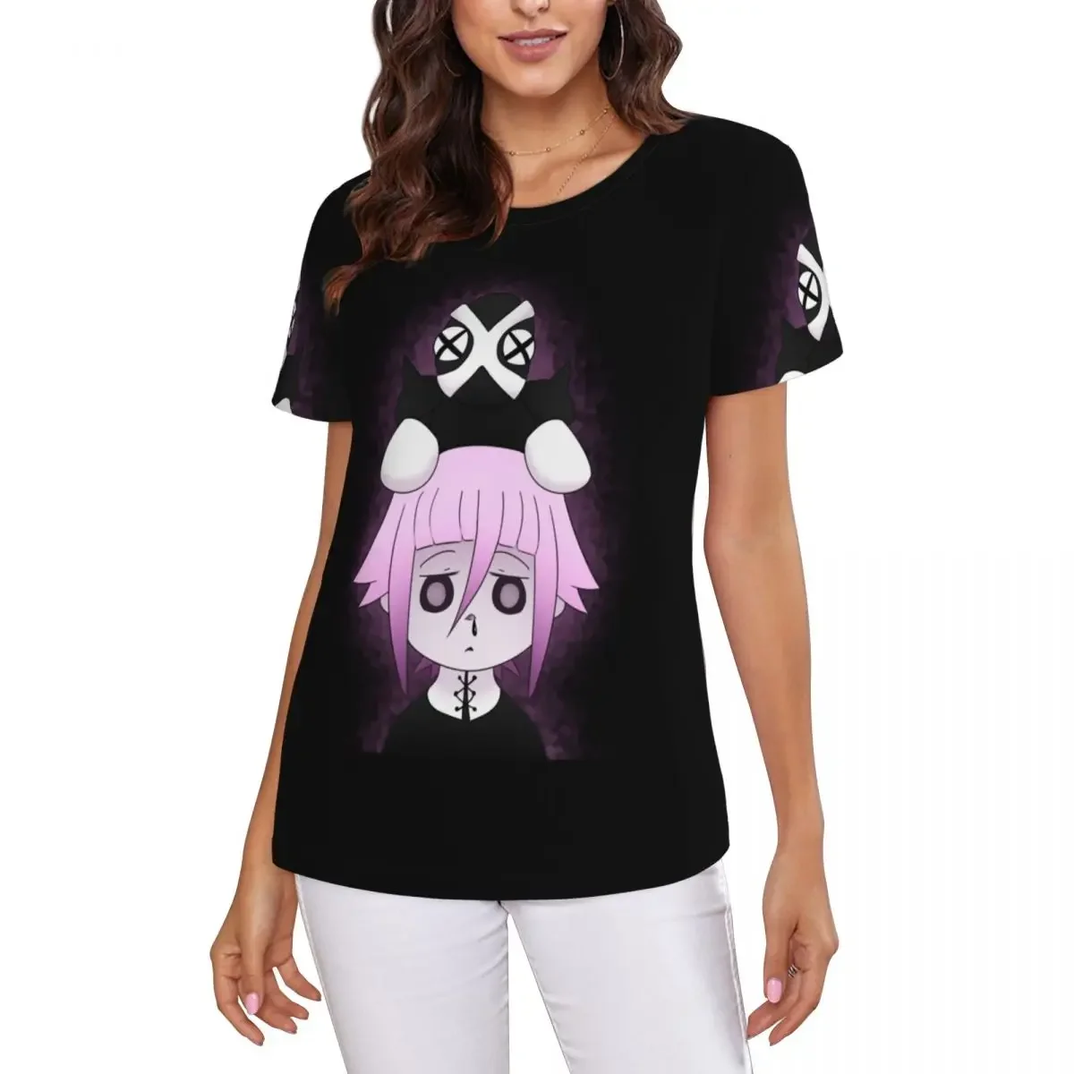 Crona And Ragnarok Soul Eater T-Shirt Women Short Sleeve T Shirts Round Neck Clothing Cotton Summer Tees Streetwear
