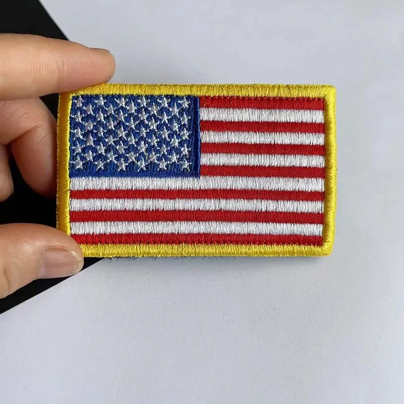 8 * 5 CM / USA Naszywki z flagą Naklejka na ubrania, gwiazda Spangled Banner Haftowana naszywka z pętelką, odznaka amerykańskiego morale na plecakach