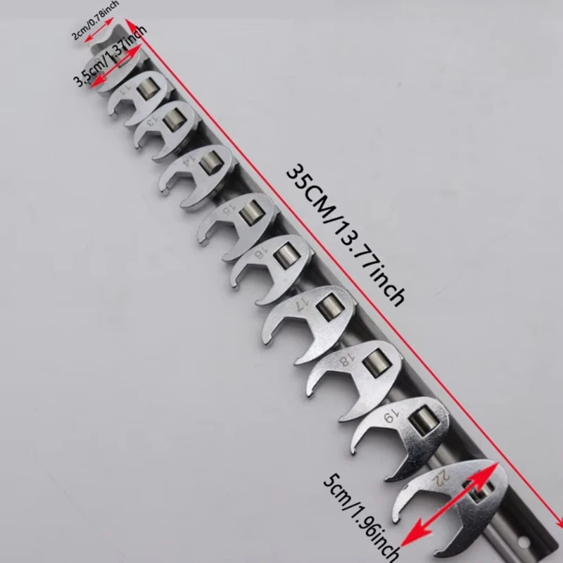 Crows Foot Wrench Set 10-22mm 3/8 Inch Drive Chrome Plated Steel Metric Nut Wrench Adapters For Car Maintenance Tool