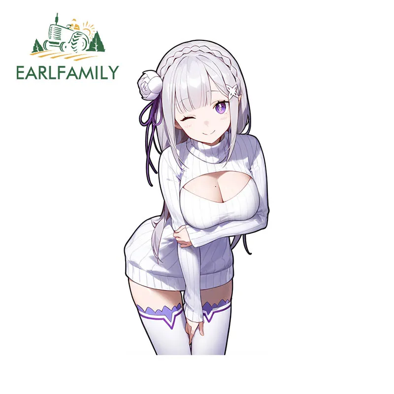 EARLFAMILY For Emilia Popular Anime Girl Butt Car Stickers Amusing Beautiful Tuya Design Decals Nice Car Accesorios Para Auto