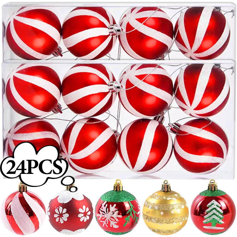 6cm Electroplated Christmas Balls Set Xmas Tree Pendant Christmas Ball Hanging Ornament for DIY New Year Party Home Decoration