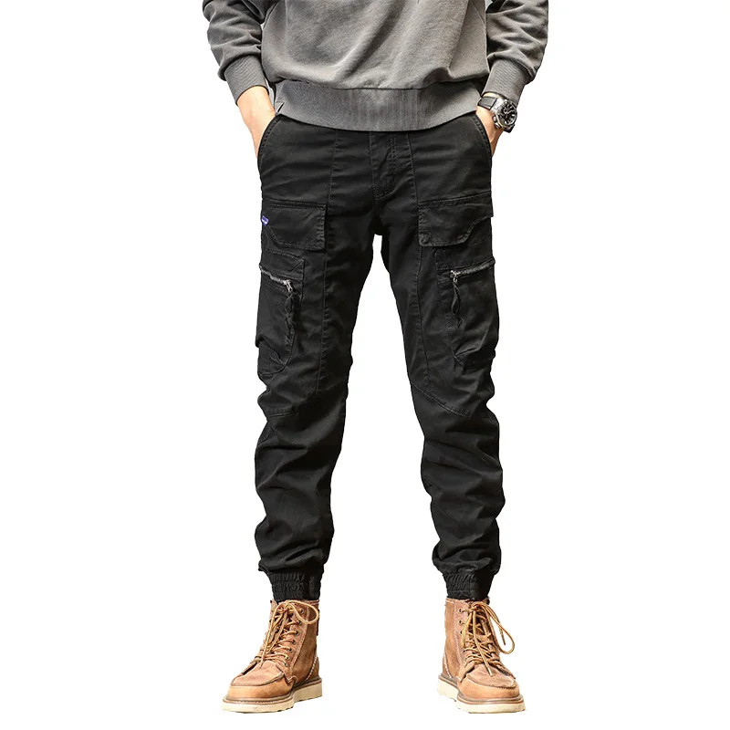 CAAYU-pantalones Cargo informales Y2k para hombre, pantalón de chándal con múltiples bolsillos, ropa de calle, chándal táctico, color gris