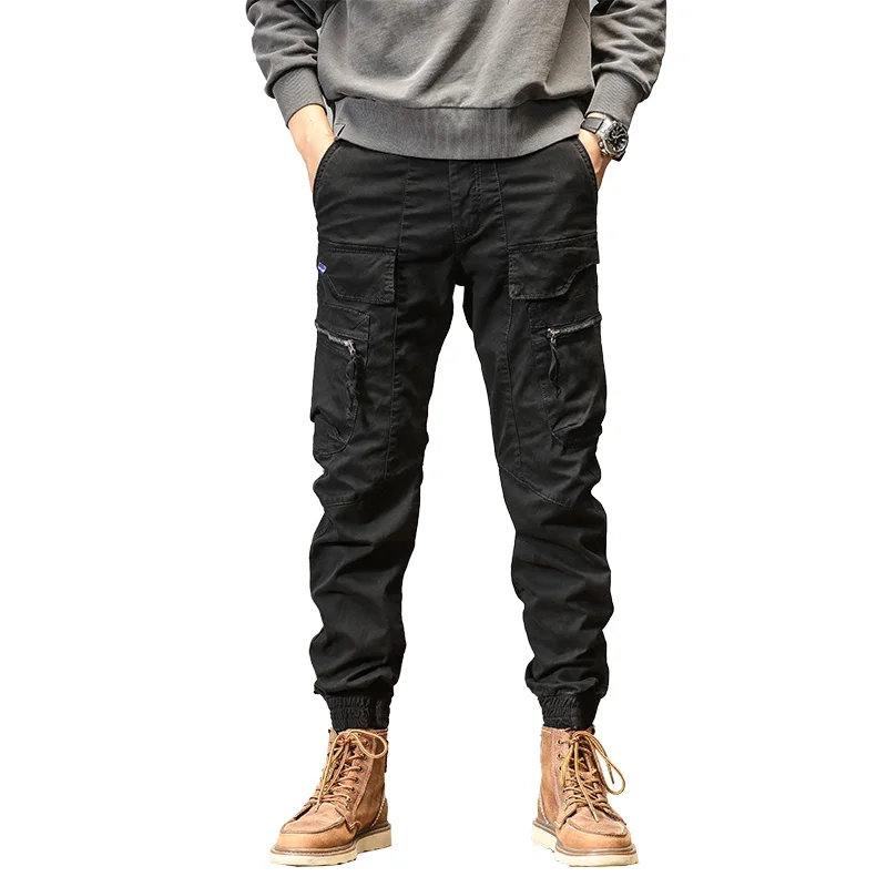 CAAYU Joggers Cargo Pants Men Casual Y2k Multi-Pocket Male Trousers Sweatpants Streetwear Techwear Tactical Track Gray Pants Men