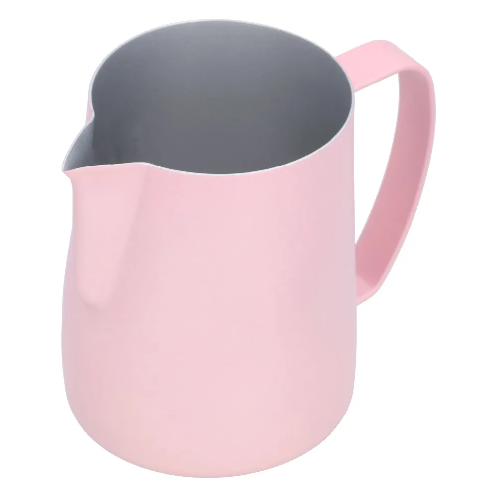 Rustless Steel Milk Frothing Pitcher Integrated Handle Conical Pour Spout Point SpoutCup Polished Inner Wall Portable