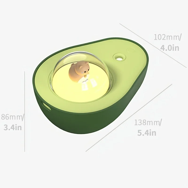 Portable Avocado Aromatherapy Humidifier - 240ml USB Wireless Air Purifier for Bedroom with Whisper Quiet Operation and Night Li