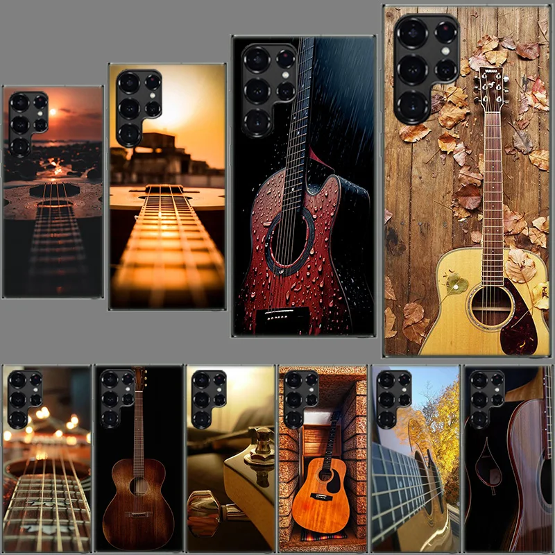 Guitar Collection Phone Case For Samsung Galaxy S24 S23 S21 S20 FE S22 S26 Ultra S25 Edge S10 Plus Cover Clear TPU Capa Shell Co