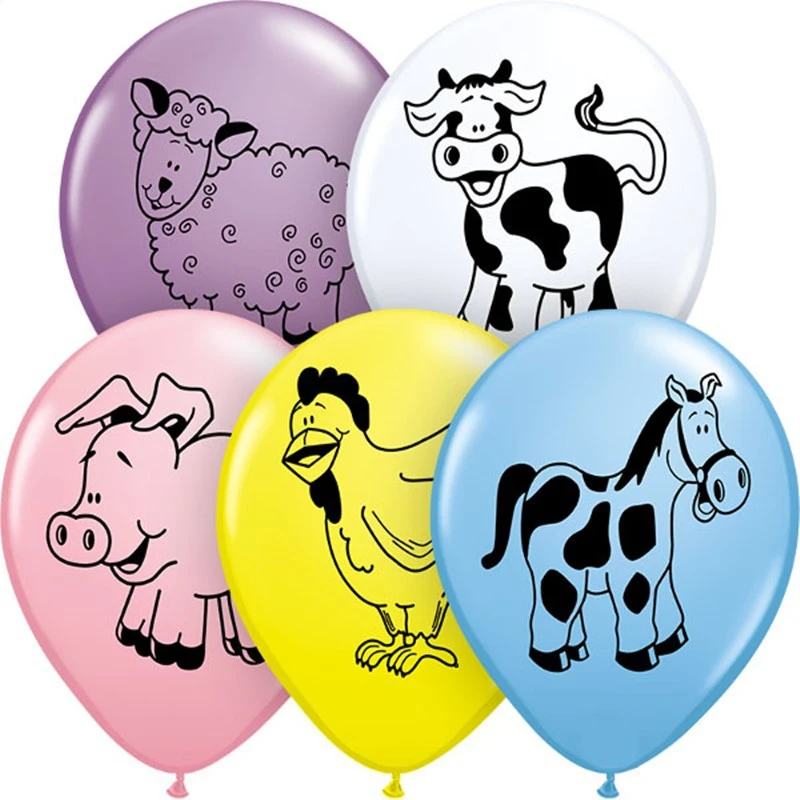 15pcs 12 inch farm animal latex balloon pig, cattle, sheep and chicken baby birthday party decoration anniversary supplies