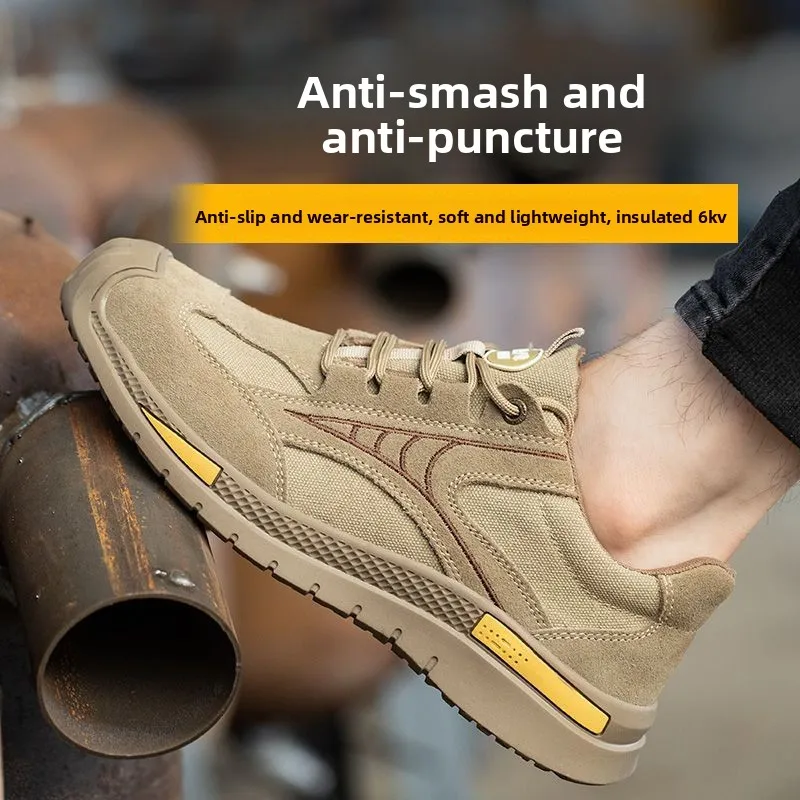 

Men's work shoes with steel toe caps, anti smashing and anti piercing, welders' dirt resistant and lightweight work safety shoes