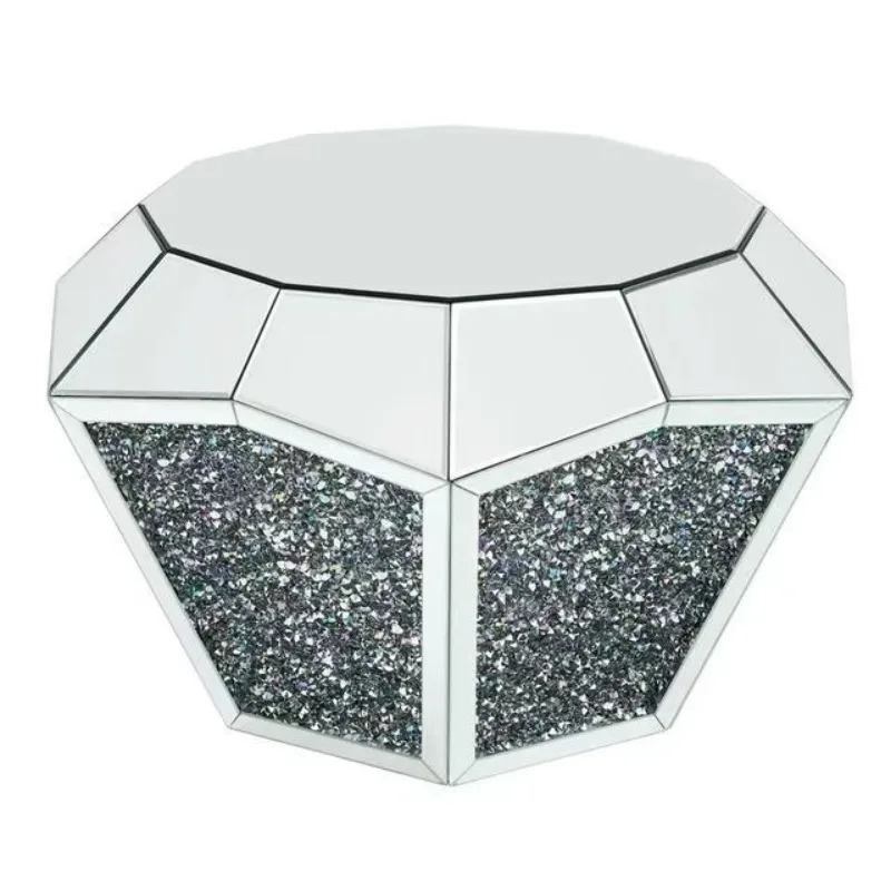 

Silver glass mirror, rhinestone three-dimensional polygon, coffee table coffee table