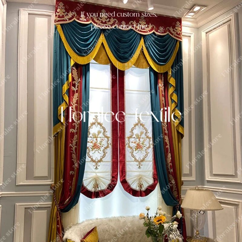 

European Curtains for Living Room Luxurious Simple European Luxury Blackout Curtains Villa Bedroom High-end Velvet Embroidery
