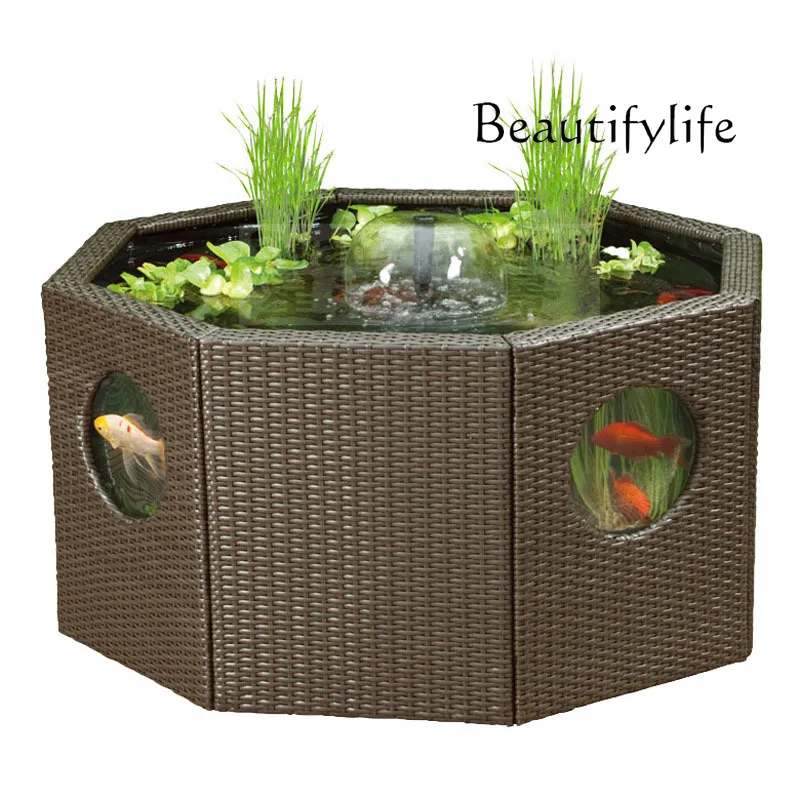 

Large Koi fish tank aquarium living room household floor tank ecological landscaping viewing pool outdoor