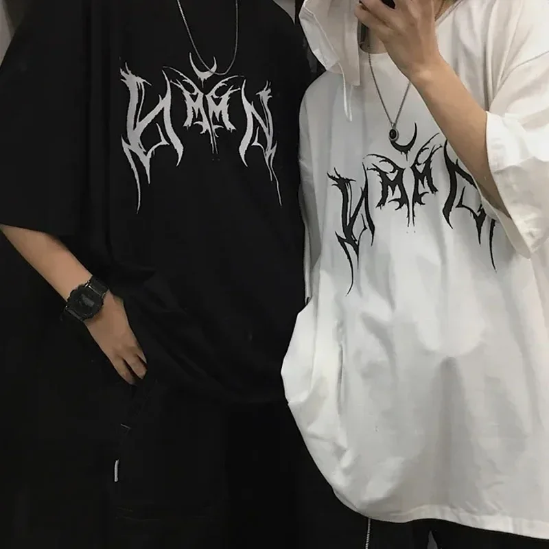 Women's T-shirt Hip-Hop Punk Letter Printing Women Harajuku Short-sleeve Tops Clothing Vintage Harajuku Short Sleeve Casual