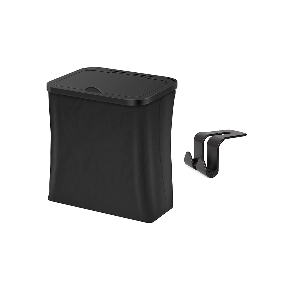 

Car Trash Bin Small Folding Container for Cars Black Waste Can Hanging Storage Foldable Garbage Car Accessories Vehicle Bin