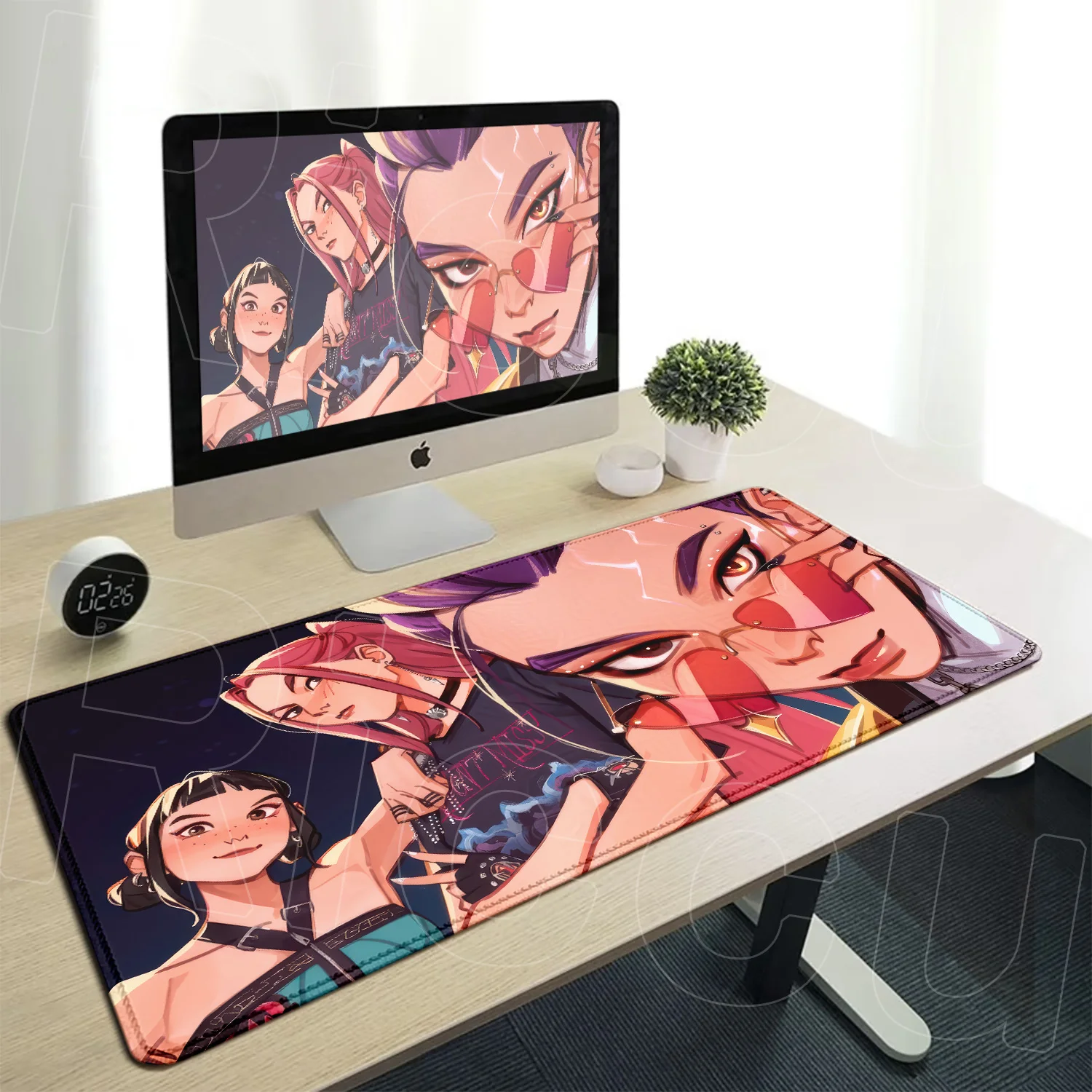 

400x900mm Gamer Keyboard Extended Mouse Pad Cute Anime KPOP Demon Hunters Girl Office Desk Mat Computer Non-slip E-sport Playmat