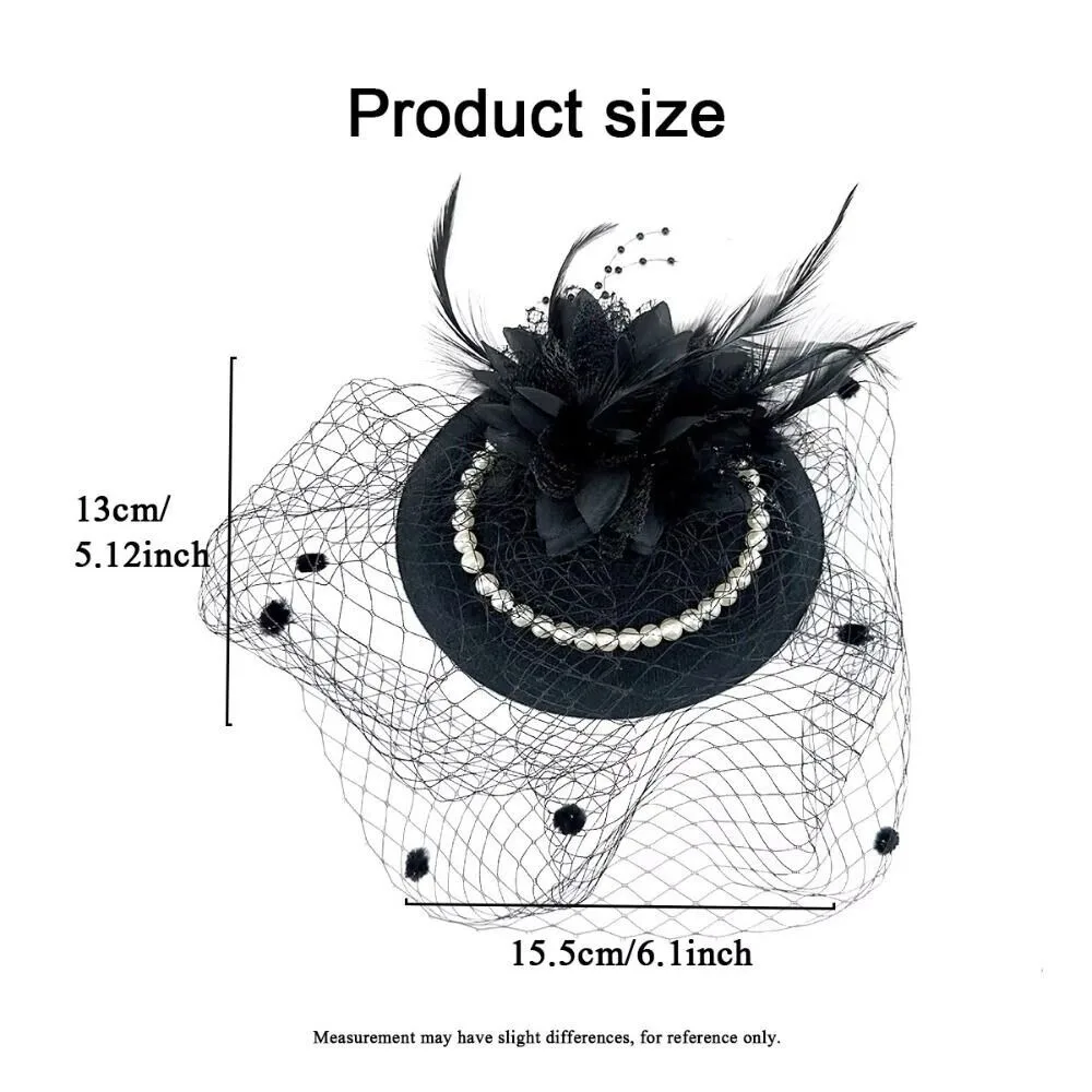 New Elegant Bridal Headwear Pearl Flower Vintage Pillbox Hats Mesh Temperament Fascinators Hat For Women view 6