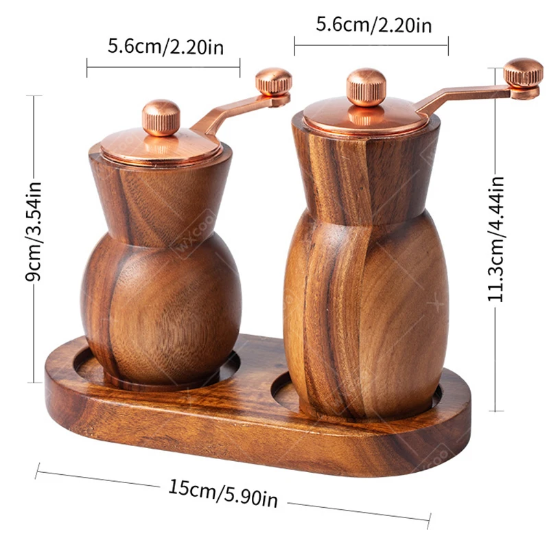 WXCOO Manual Wooden Pepper Sea Salt Grinder Bottle for Kitchen Household Multi purpose Wood Spice Tool Salt Pepper Mills