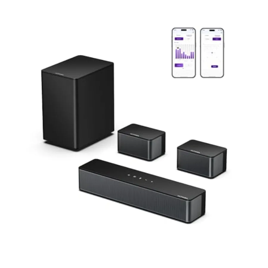 

Саундбар 5.1 для Smart TV с виртуальной системой объемного звучания, пиковая мощность 320 Вт, регулируемые колонки и сабвуфер, управление через приложение