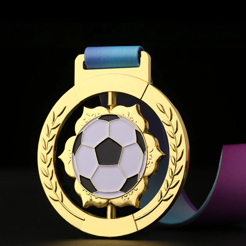 

Customized football rotating medal for sports event football game trophy award ceremony championship medal souvenir