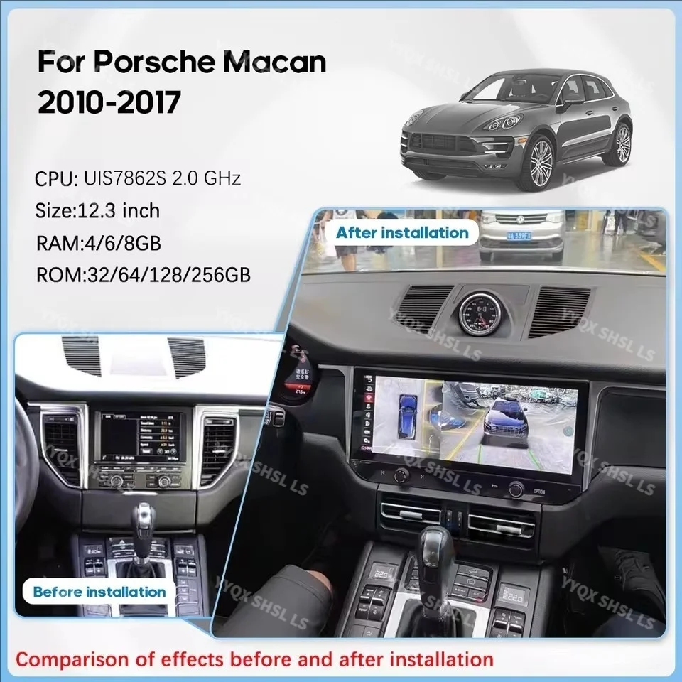 

12.3" Android CarPlay GPS Navigation 4G WiFi Bluetooth Car Radio For Porsche Macan 2011-2017 Car Multimedia Player