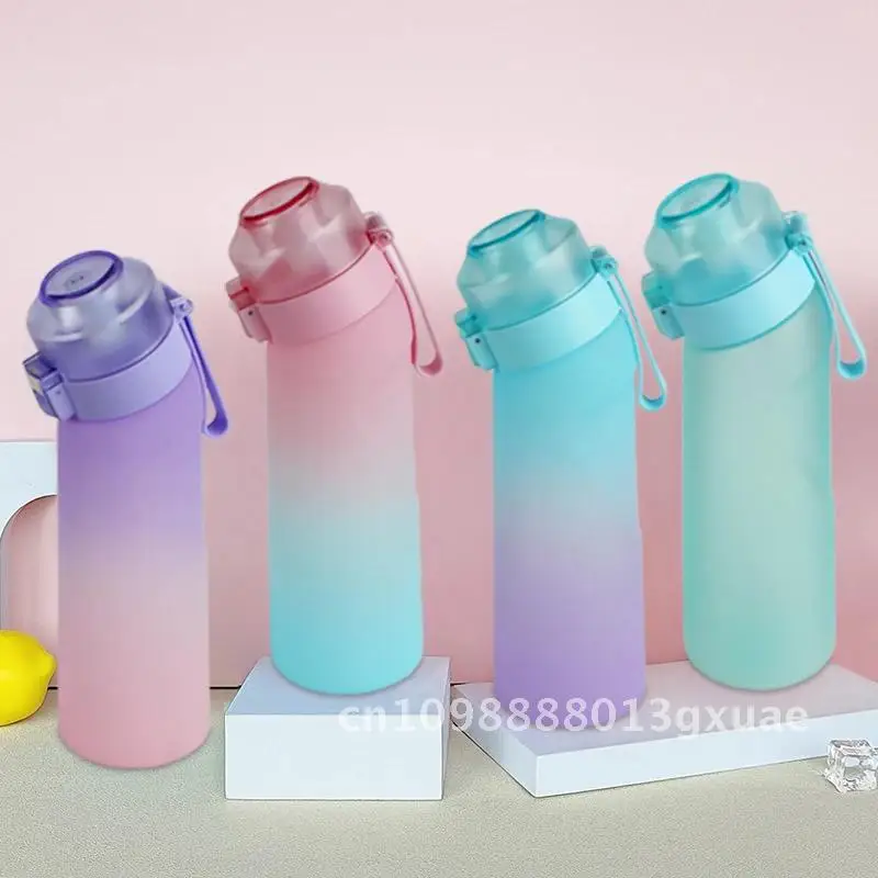 

LUSQI Air Flavored Water Bottle With 7 Flavor Ring Sports Tritan Suitable Fitness for Plastic Sports Cup Straw Fashion Outdoor