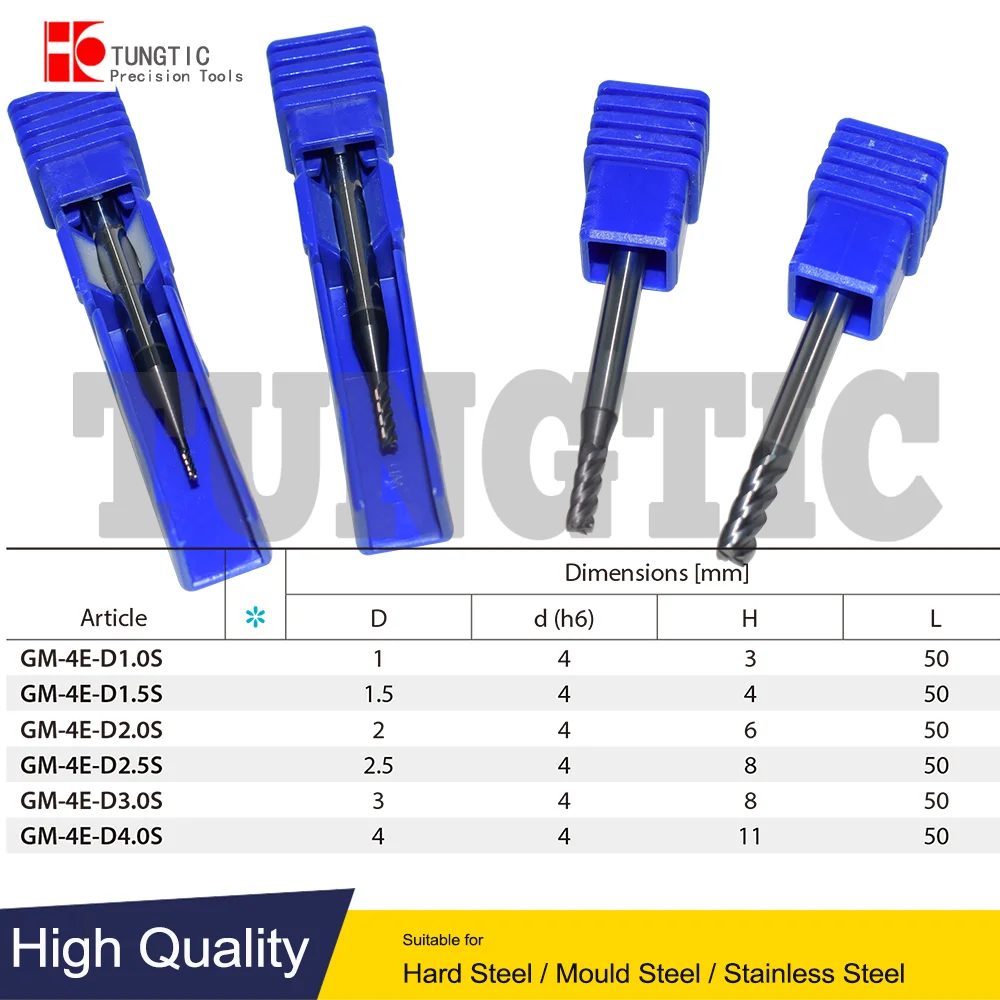 GM-4E-D1.0S GM-4E-D1.5S GM-4E-D2.0S GM-4E-D2.5S GM-4E-D3.0S GM-4E-D4.0S ZCC End Mill Solid Tools Carbide General Machining