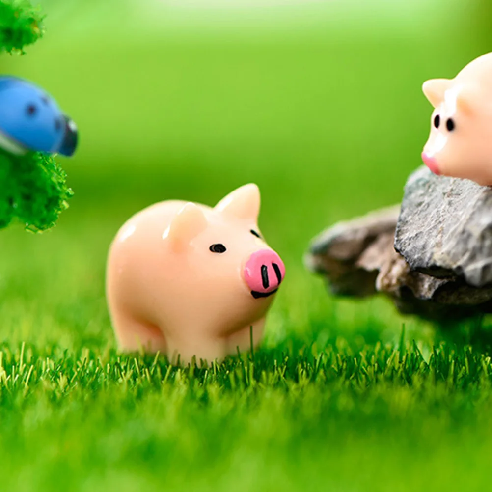 20 قطعة تمثال خنزير مصغر الراتنج تماثيل أصبع صغيرة حيوان خفيف الوزن لسطح المكتب سيارة ساحة حديقة ديكور #2