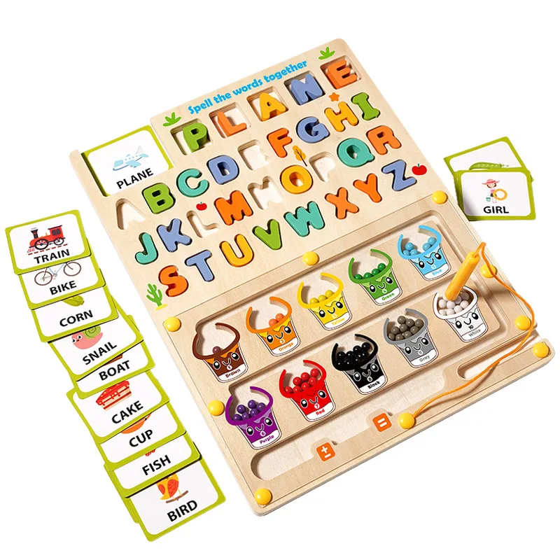 Jeu de labyrinthe à perles en bois pour enfants, éducation précoce, entraînement à la manipulation du stylo, développement de l'intelligence, entraînement à la logique