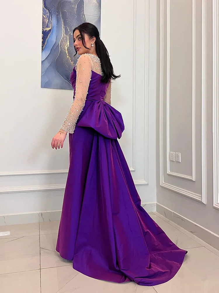 

AsaNagi Sparkly Mermaid Evening Gown Women's Beaded Crystal O Neck Bow Party Prom Dress Floor Length Special Occasion Gowns 2025