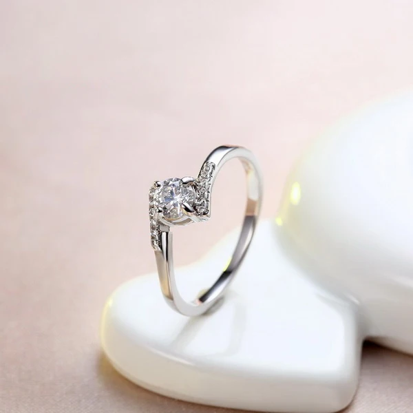 Personality 925 Sterling Silver Geometric Letter Design Cubic Zircon Finger Rings for Women Girl Wedding Engagement Jewelry Gift
