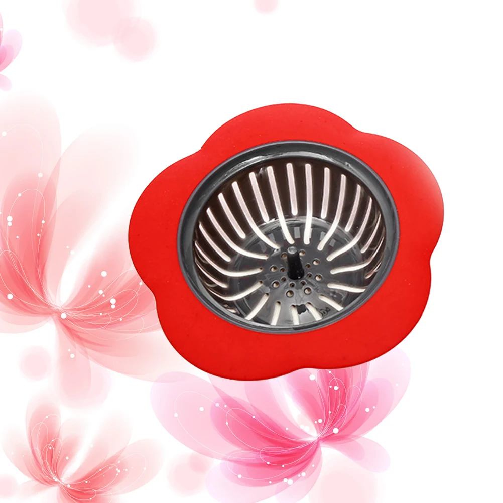Red Flower Design Sink Strainer Premium Plastic Anti Blockage Filter for Kitchen Bathroom Sinks Garbage Disposal Drain Basket