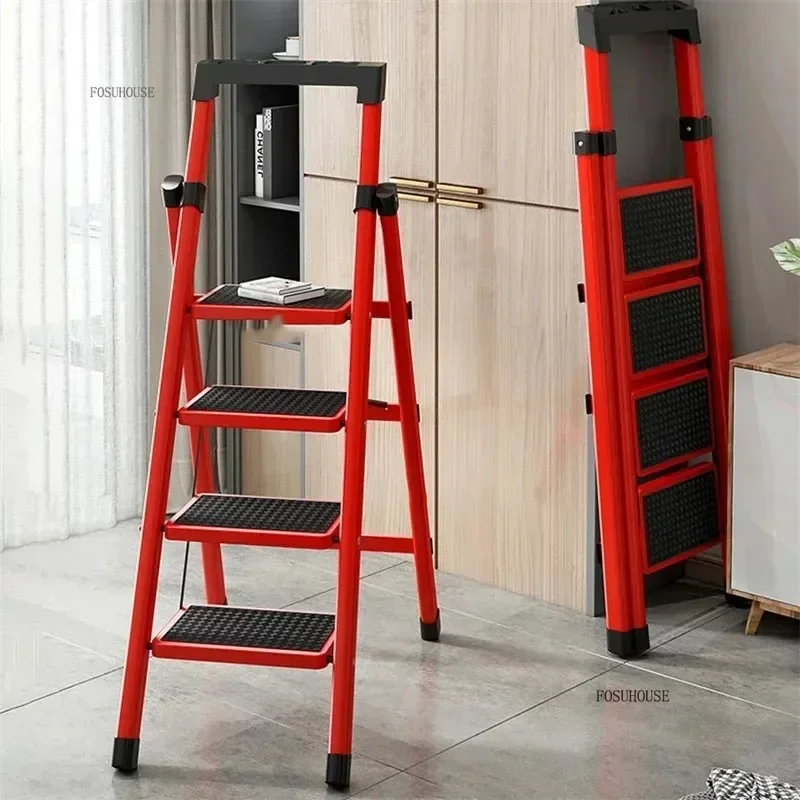 Multifunctional Kitchen Step Ladders Folding Ladders Thickened Carbon Steel Telescopic Ladder Indoor Herringbone Stairs w