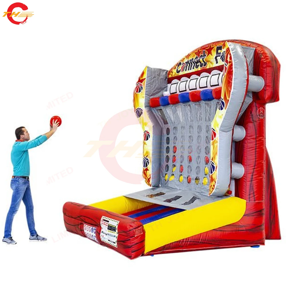 Festa all'aperto Noleggio Carnevale Basket Gonfiabile Collegare 4 Giochi Sportivi 3.7x3.1x3.7mH Gioco di Tiro di Basket Gonfiabile Giocattolo
