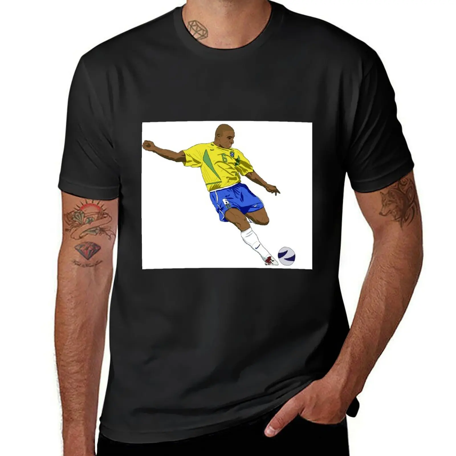 Camiseta de retrato de arte digital para hombre, camisetas ajustadas para niño, camisetas de talla grande, Roberto Carlos