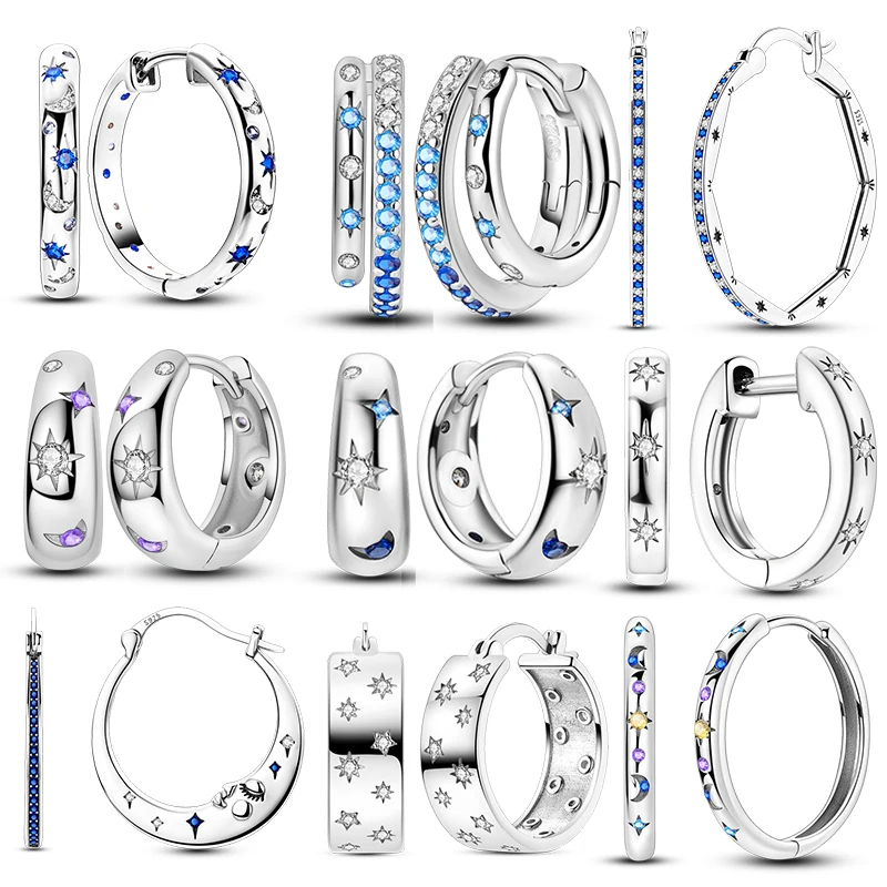 

925 Silver Mysterious Starry Sky Series Earrings Hypoallergenic Fine Jewelry Inlaid with Zircon Elegant Luxury Style for Women