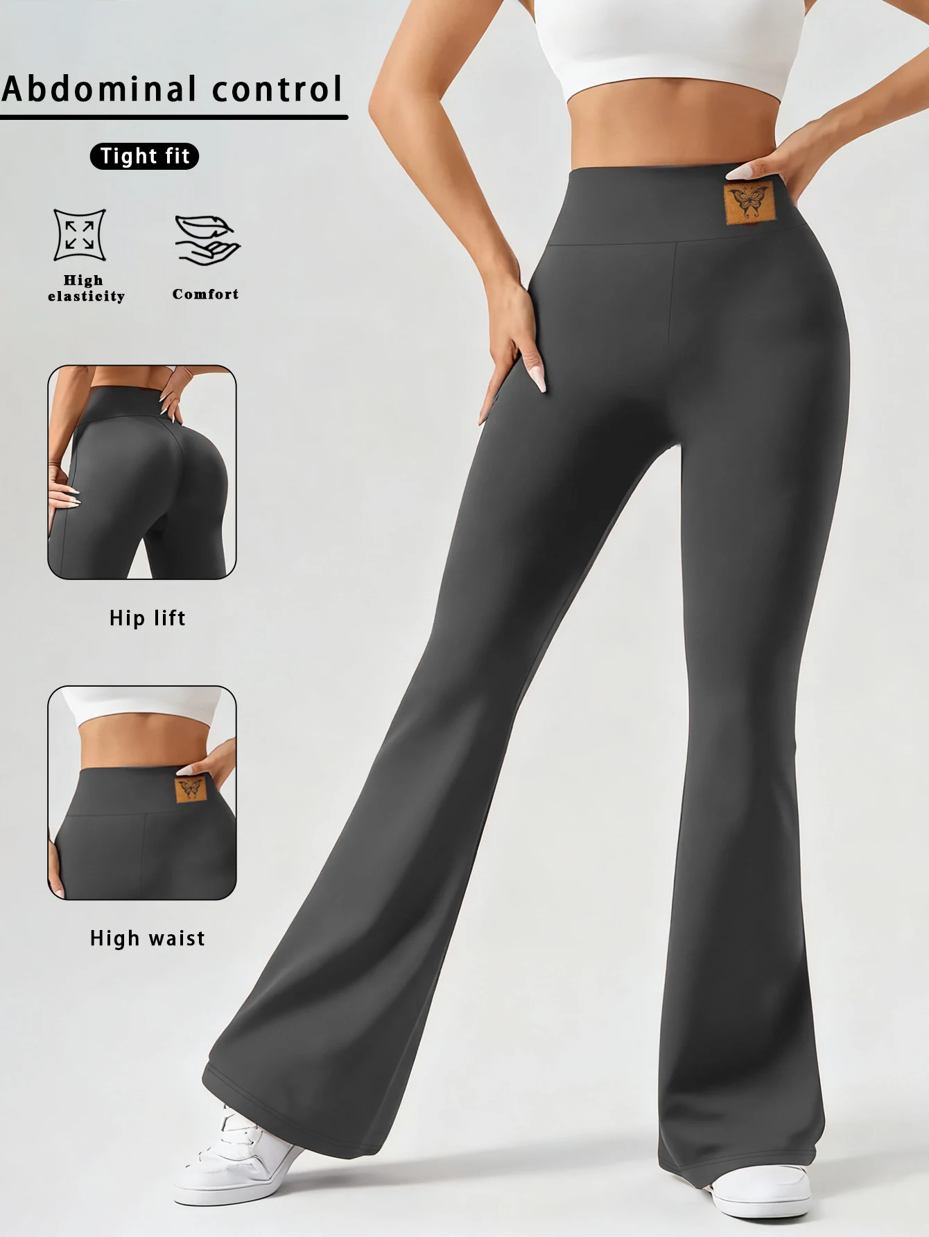 

High-Waist Flared Yoga Pants for Women Tummy Control and Butt Lifting Vintage Elegant Style Comfortable Workout Long Pants