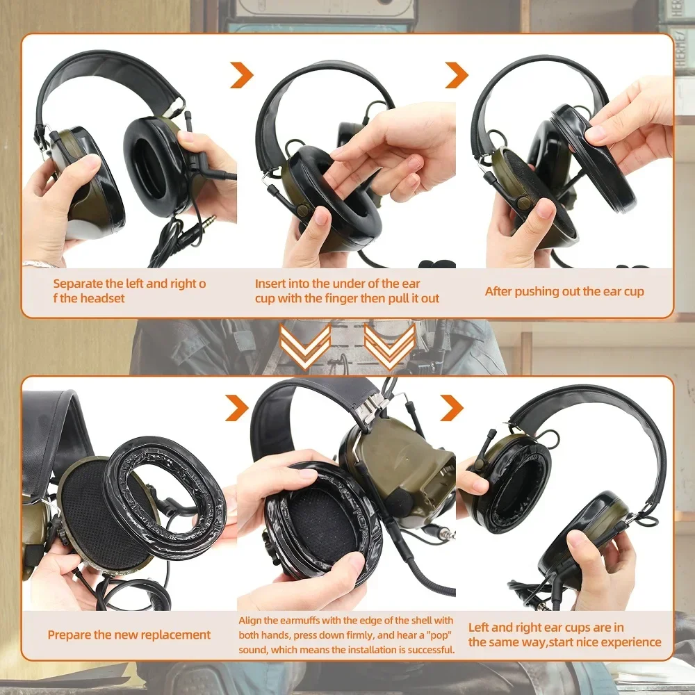 Almofadas de gel para peltorheadset TAC-SKY comta tático fones de ouvido militar airsoft redução ruído tiro earmuffs