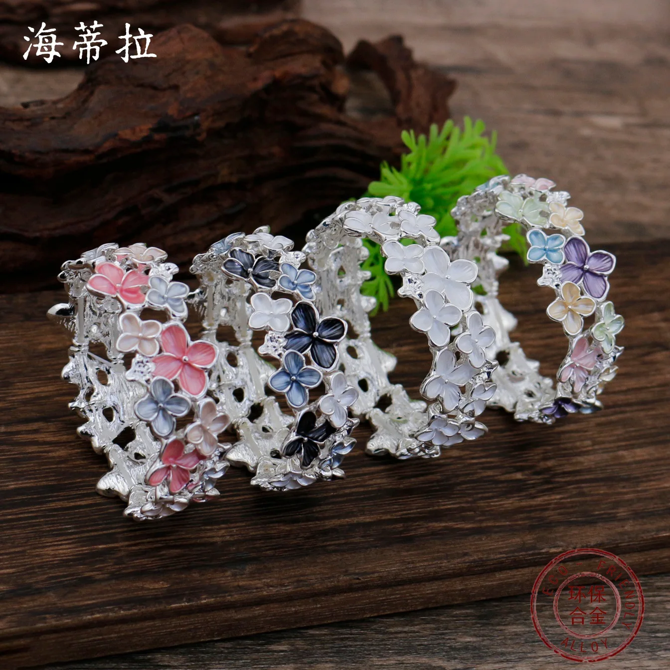 DIY accessories hot-selling enamel color small cherry blossom elastic bracelet, women's high-end sense versatile small cherry bl