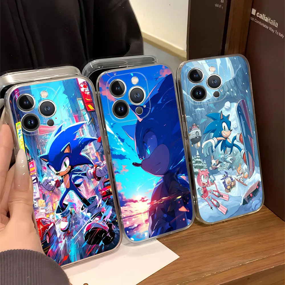 

Anime Cartoon S-Sonics Hedgehog Phone Case For IPhone 16 15 14 13 12 Mini 11 Pro XS Max X XR SE 6 7 8 Plus Soft Silicone Cover