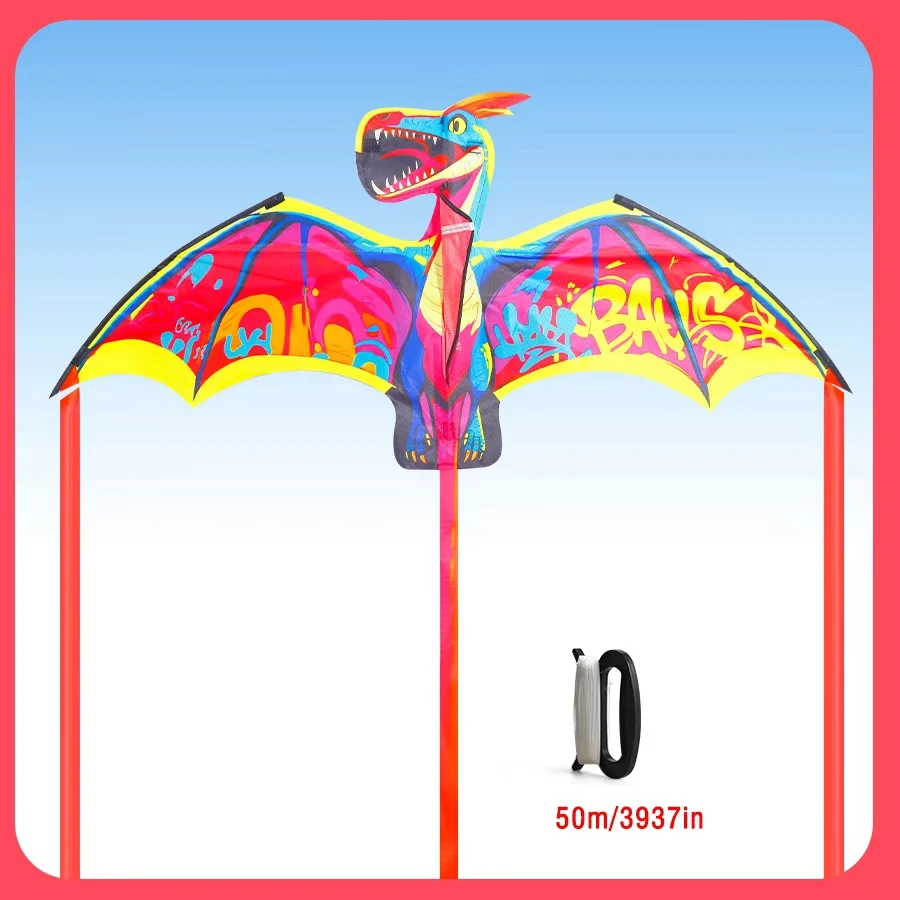 Yongjian Colorful Dragon Kite Upgrade Edition Heat-Sealed Craft Cartoon Kite Ideal for Beginners Includes 50m Kite String