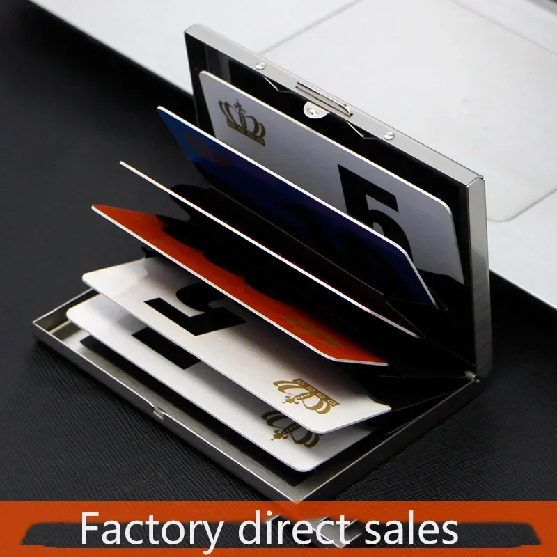 2025 NewFashion Aluminum RFID Blocking Wallet Antimagnetic Metal Cowhide Business Credit Card Holder Organizer for Men And Women