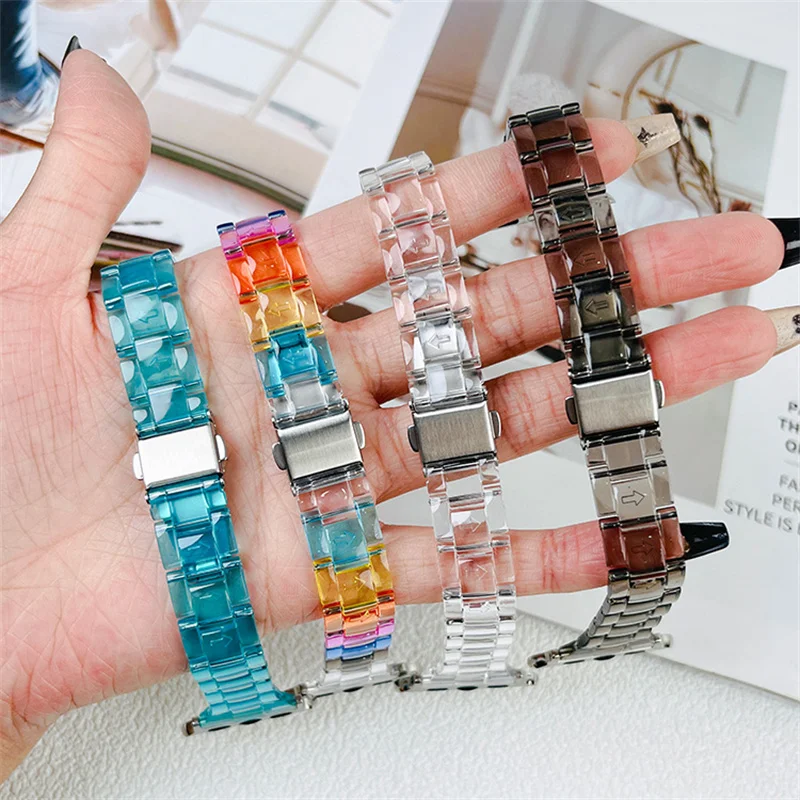 Tali Transparan Ramping untuk Jam Tangan Apple 44Mm 40 41 45Mm Seri SE 654 Tali Jernih Pada Jam Tangan Pintar untuk Iwatch 38Mm 42Mm Gelang Jam Tangan