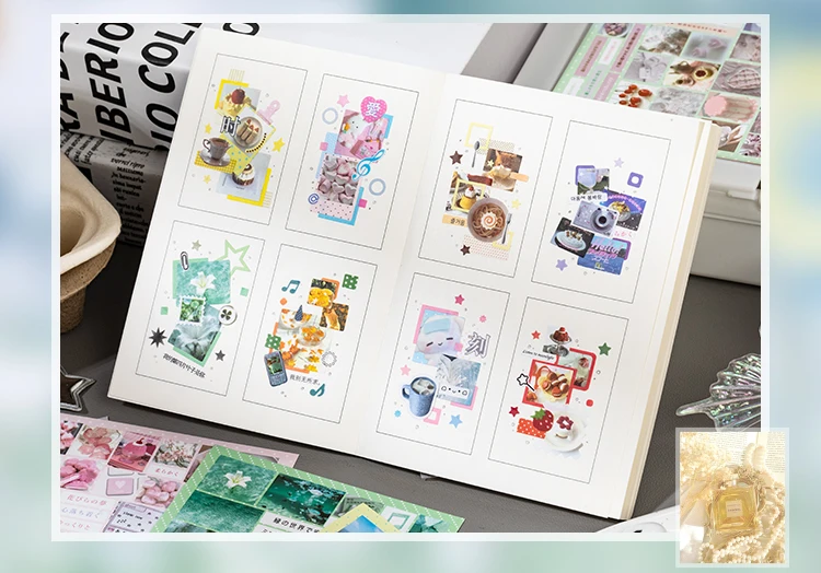 TIANZI 20 Sheets Die Cut Stickers Book Cute Cartoon Decorative Scrapbooking Materials Handmade Diary Japanese Stationery Supplie