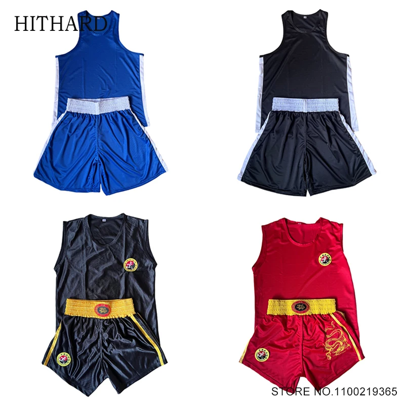 Boxing Shorts Shirt Set Breathable Muay Thai Shorts Men Women Child Sanda Wushu Uniform Gym Martial Arts MMA Training Clothing