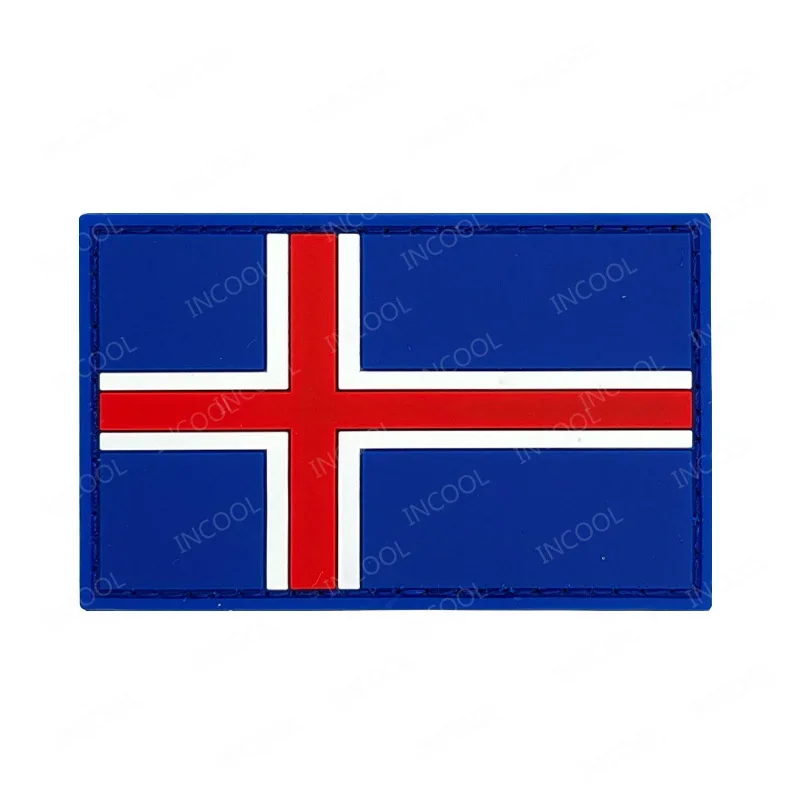 Embroidered Patch Iceland Flag PVC Rubber Icelandic Flags Patches Tactical Appliqued Badge For Clothing Backpack