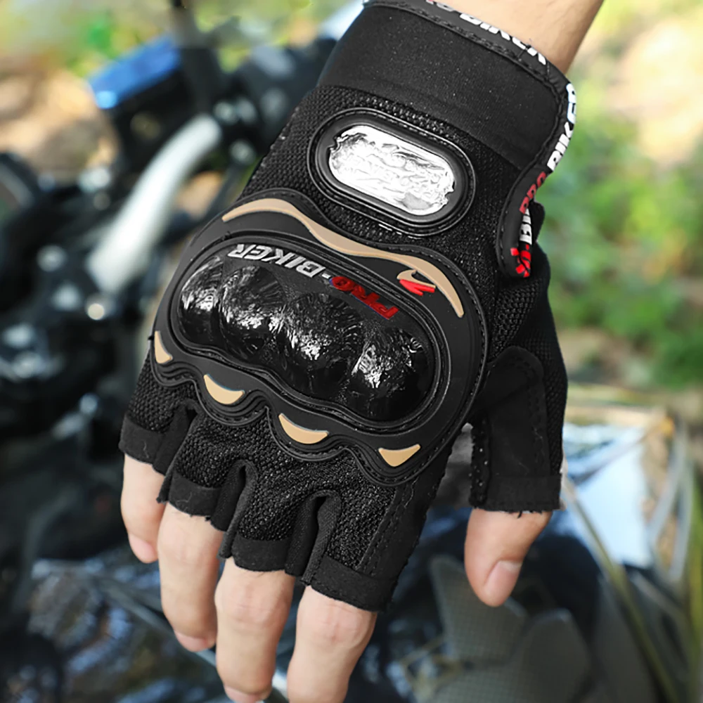 Summer Men's Motorcycle Gloves Breathable Motorbike Short Finger Gloves Touch Screen Motocross Gloves Anti-slip Protective Gear