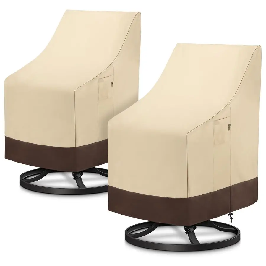 

Outdoor High Back Chair Covers Waterproof, Heavy Duty Stackable Dining Swivel Chair Covers, All Weather Resistant Patio Furnitu